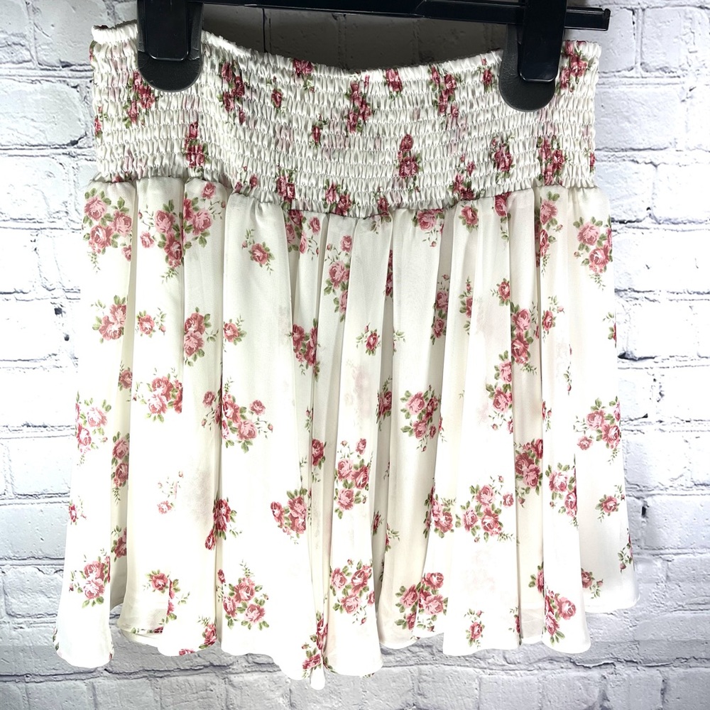 Forever 21 White, Pink and Green Floral Skirt